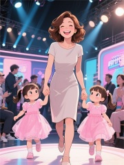 丁克二十五年，妻子带双胞胎女儿上综艺